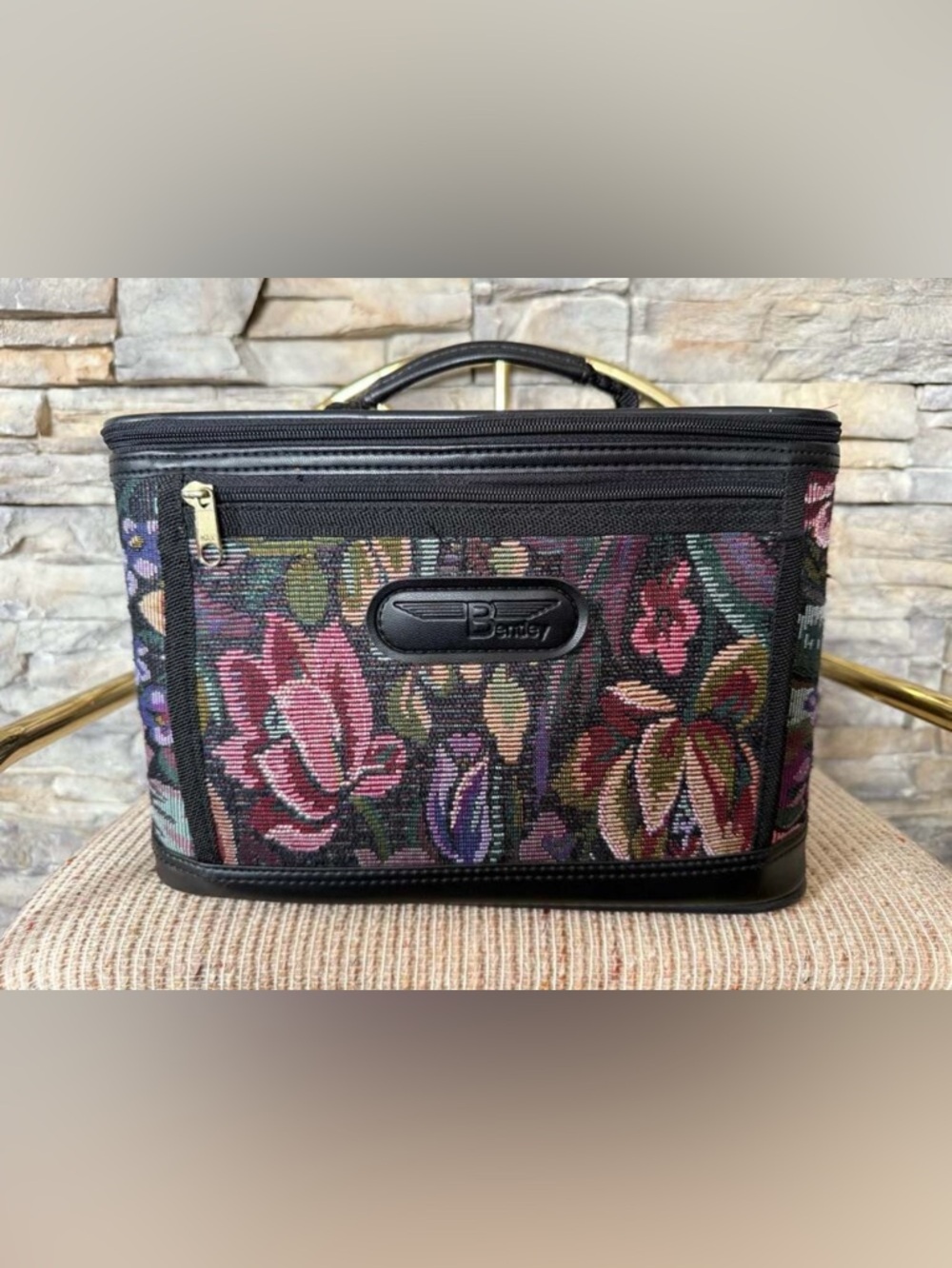 Vintage Bentley Floral Tapestry Makeup Train Case